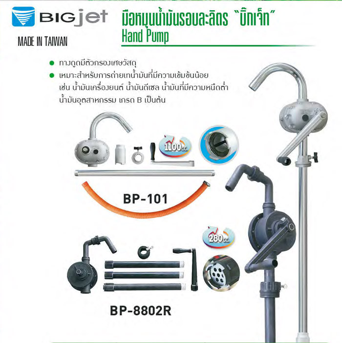 ปั๊มสูบน้ำมันมือหมุนอลูมิเนียม รอบละลิตร BP-101 BIGJET