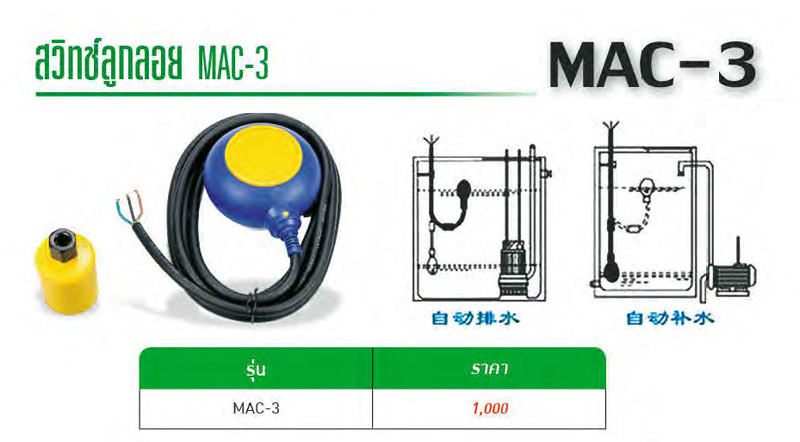 สวิทซ์ลูกลอย แบบลูกลอยเดี่ยว MAC-3-Price