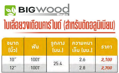 bigwoodSawBlade-ใบเลื่อยวงเดือนตัดอลูมิเนียม 10