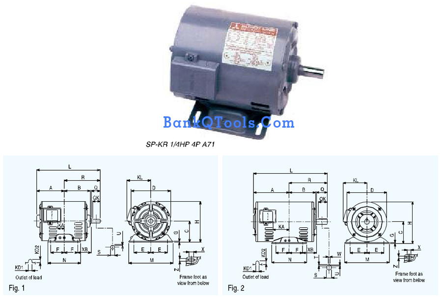 มอเตอร์ไฟฟ้า MITSUBISHI รุ่น SP-KR-size1