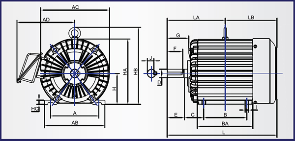 มอเตอร์ 3 Phase  220 / 380 V.  IP44 -size-1
