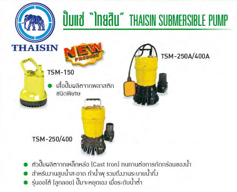 ปั๊มแช่ 150 - 750 W , 220V รุ่น TSM ยี่ห้อ THAISIN-TSM1