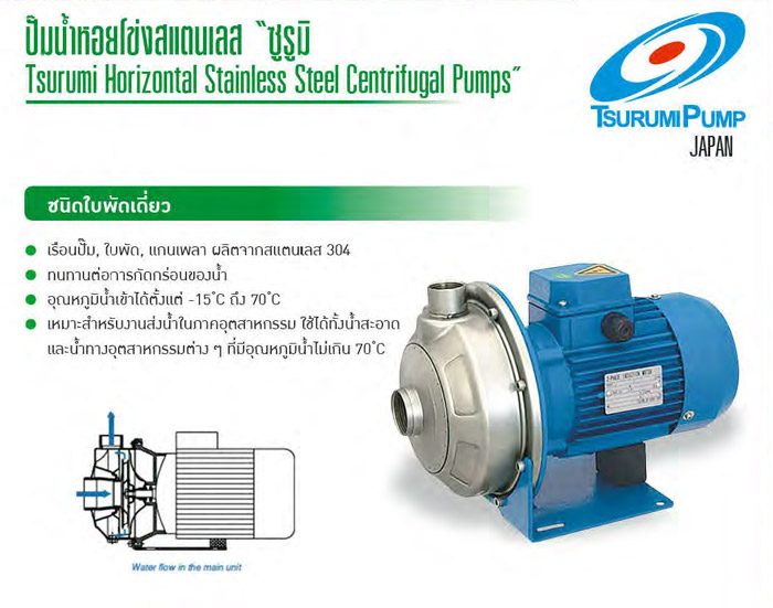 ปั๊มน้ำสเตนเลส 220V ขนาด 0.37-2.2 kW รุ่น TSM ยี่ห้อ TSURUMI-txt
