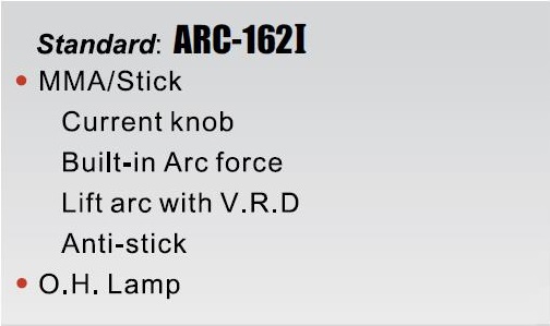 สเปค เครื่องเชื่อมอาร์ค(MMA) ARC-162I อินเวิร์ทเตอร์ IGBT Jasic feature 2